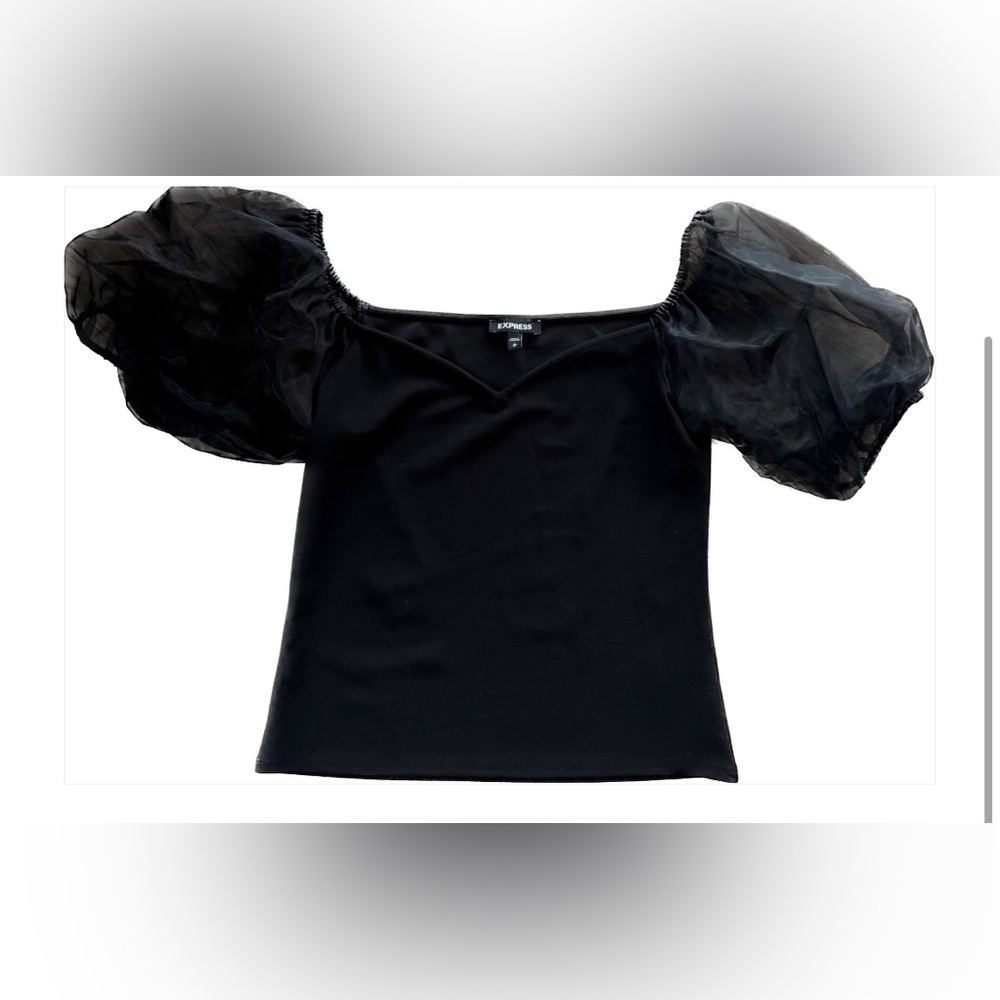 Express poofy organza sleeves sweetheart neck top